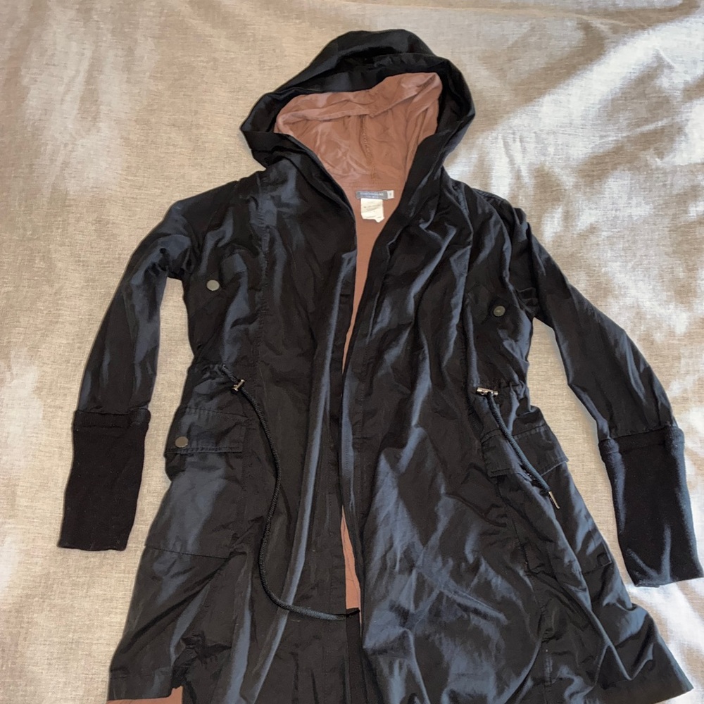 Earthbound Black Hooded Women's Coat with Rose Lining